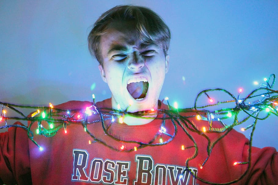 crazy, wild, portrait, lights, multi-coloured, one person, headshot HD wallpaper