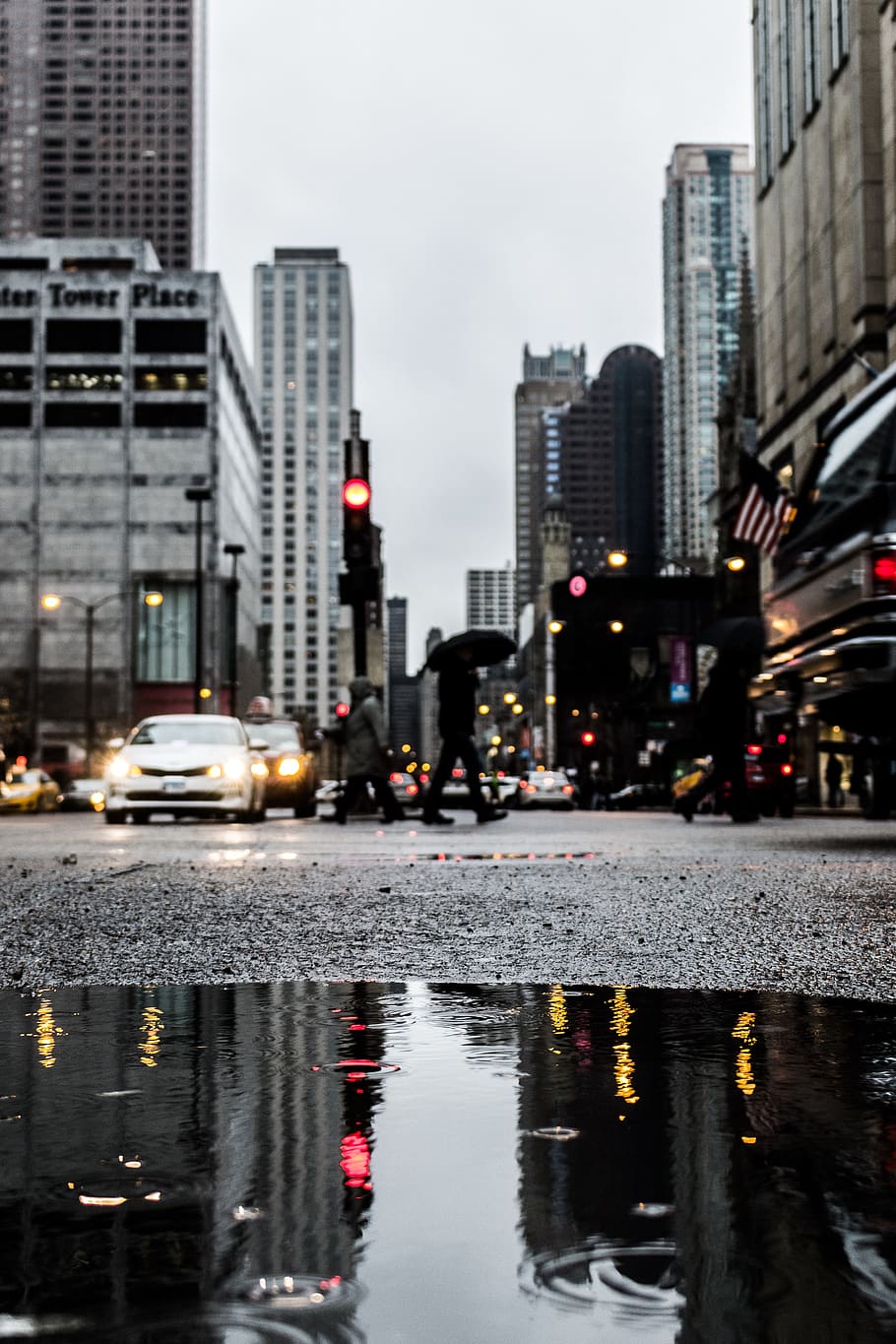 People Walking on Road While Raining, architecture, building HD wallpaper