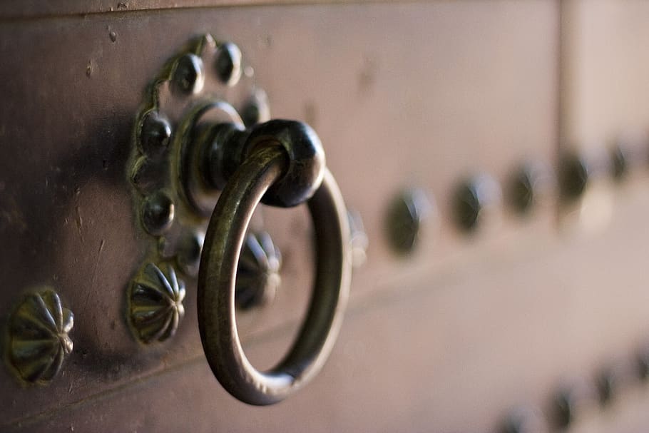 metal, door knocker, handle, spain, spanish, antique, close-up HD wallpaper