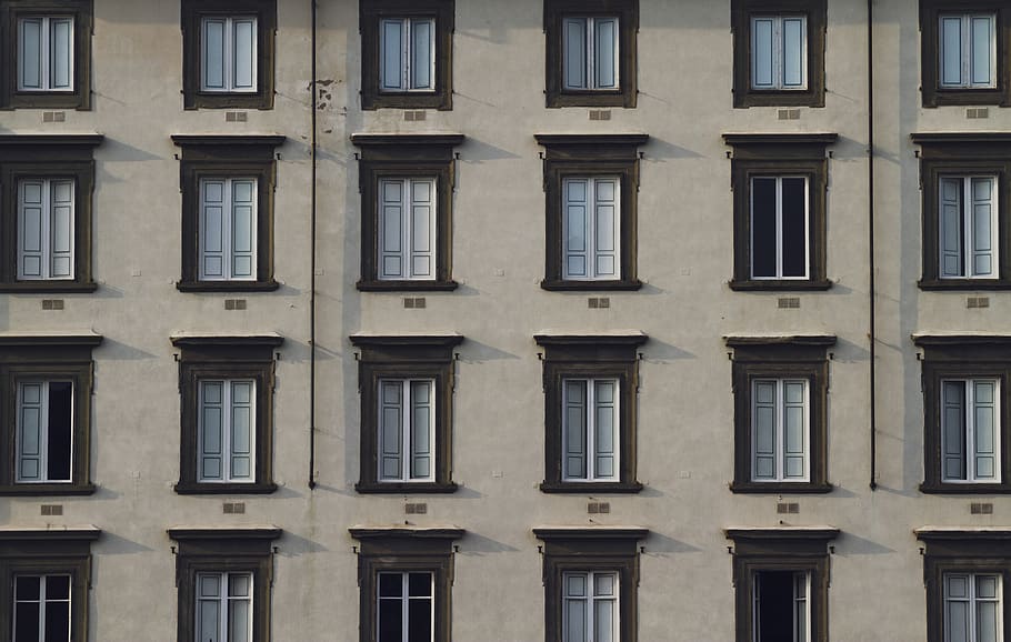 white concrete building, window, built structure, architecture HD wallpaper