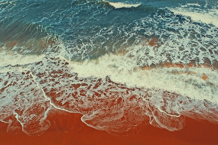 Waves Rushed on Shoreline, beach, color, daylight, landscape, HD wallpaper