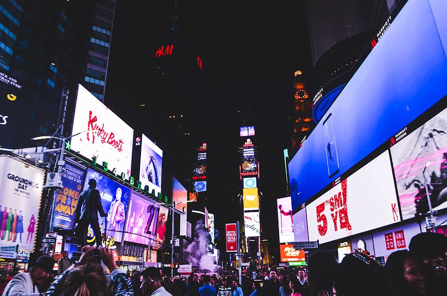 Photography of City Lights, architecture, billboard, Broadway