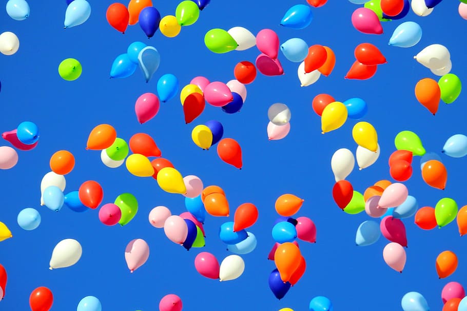 Summer Party Balloons, various, birthday, birthdays, bright, color