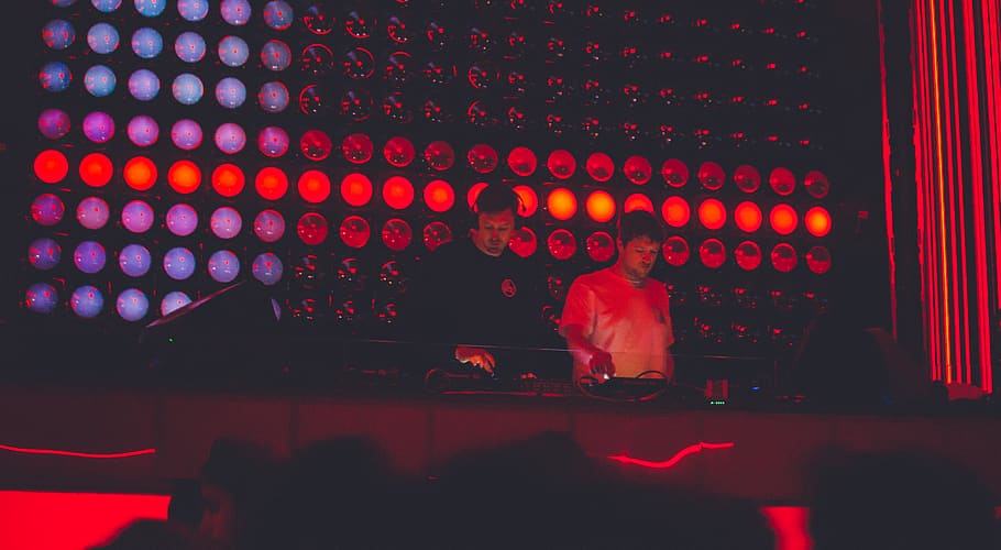 two DJ's performing on stage, arts culture and entertainment HD wallpaper