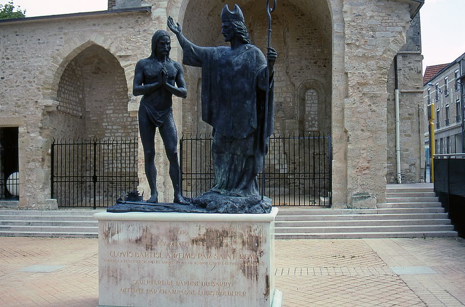 france, reims, clovis, sculpture, statue, representation, human representation HD wallpaper