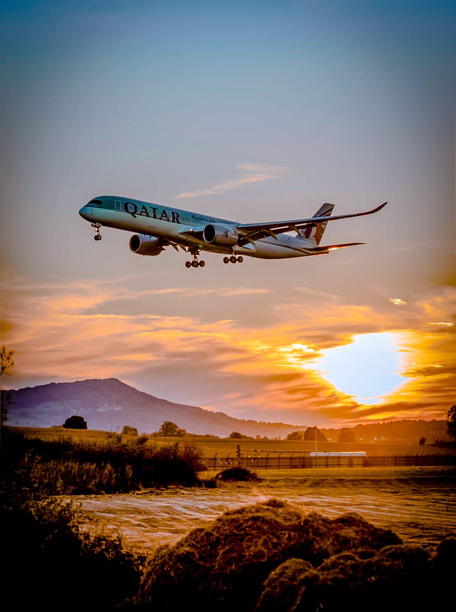 Photo Of An Aircraft, aeroplane, airplane, aviation, dawn, flight, HD wallpaper