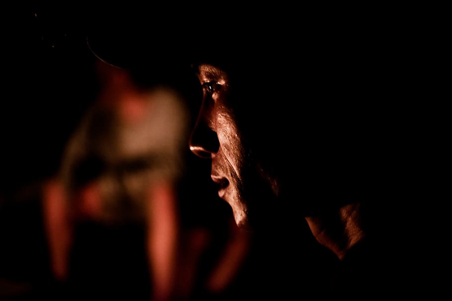 Close-up Photography of Man's Face at Night Time, blurred background HD wallpaper