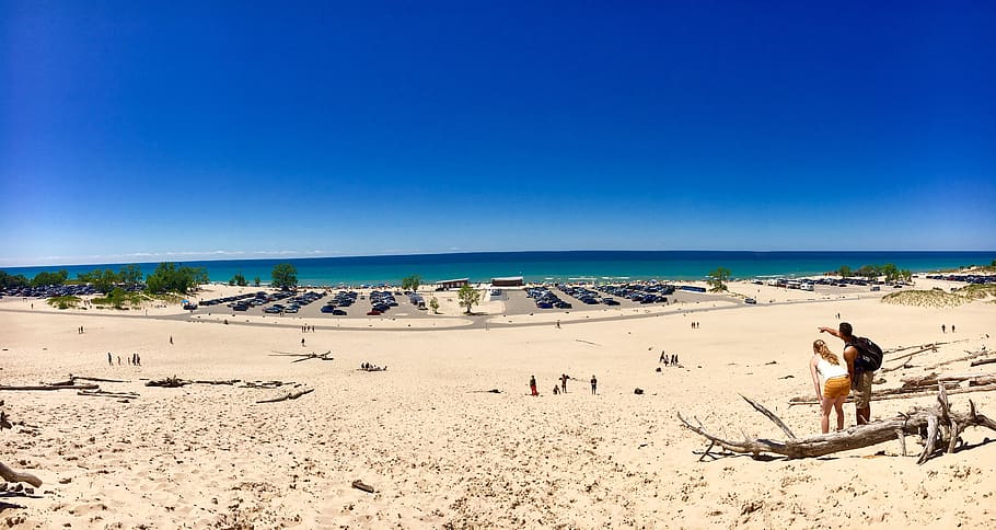 united states, michigan, land, landscape, dune, sand, beach, HD wallpaper