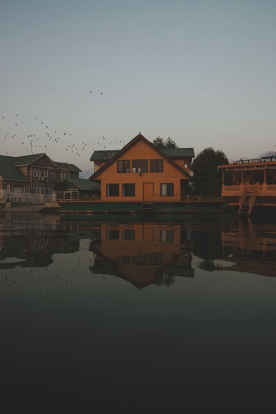 srinagar, nigeen lake, lakehouse, houseboat, built structure, HD wallpaper