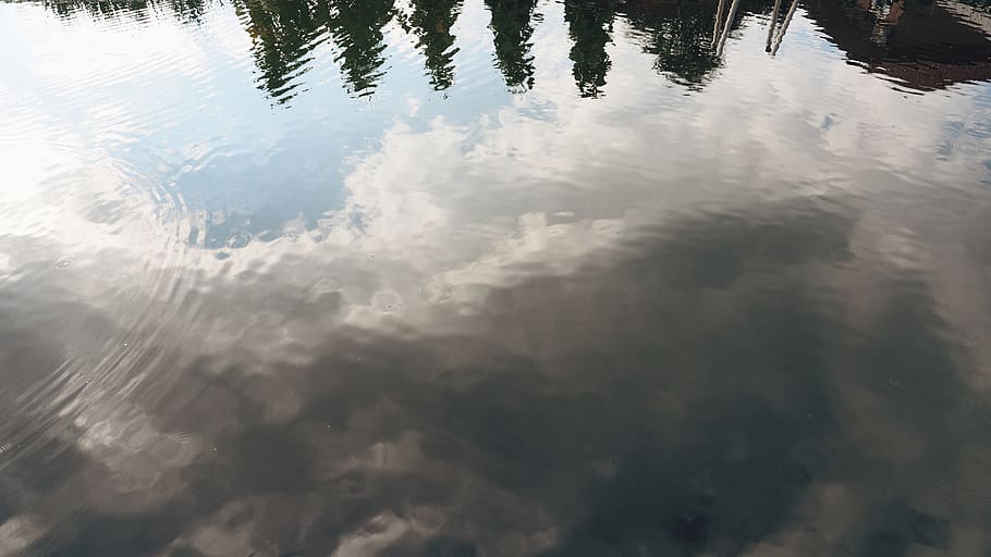 water, waterfall, reflection, lake, waterfront, nature, day HD wallpaper