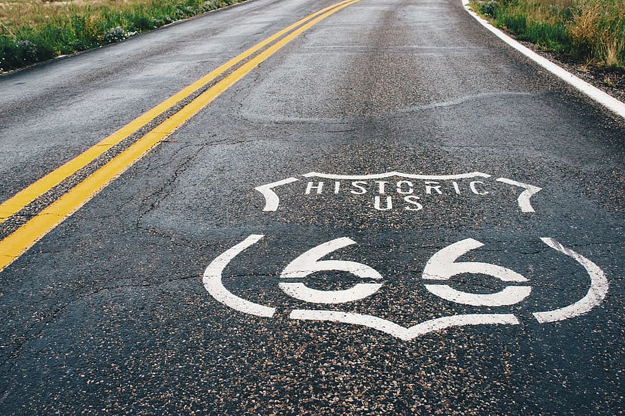 Route 66 Road, various, roads, sign, transportation, road marking, HD wallpaper
