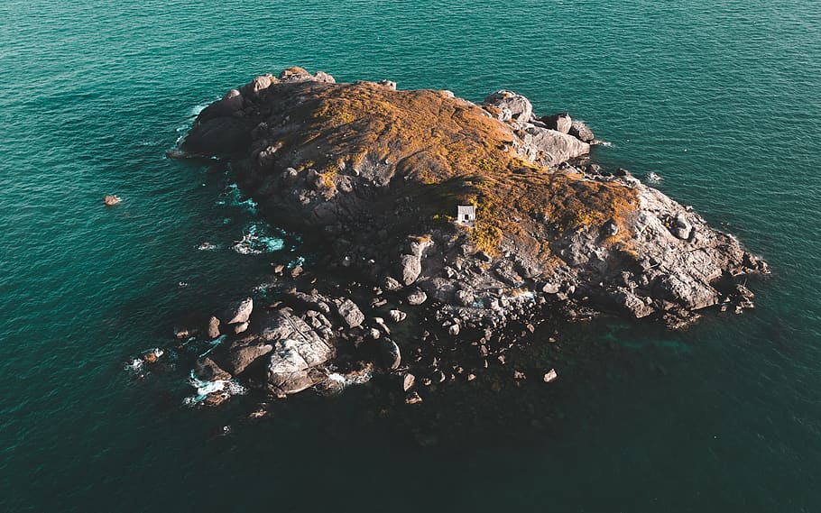 rocky islet during daytime, land, outdoors, nature, sea, water HD wallpaper