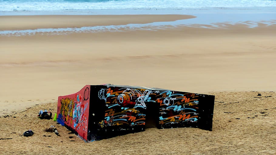 bunker, architecture, ocean, beach, defense, war, monument, HD wallpaper