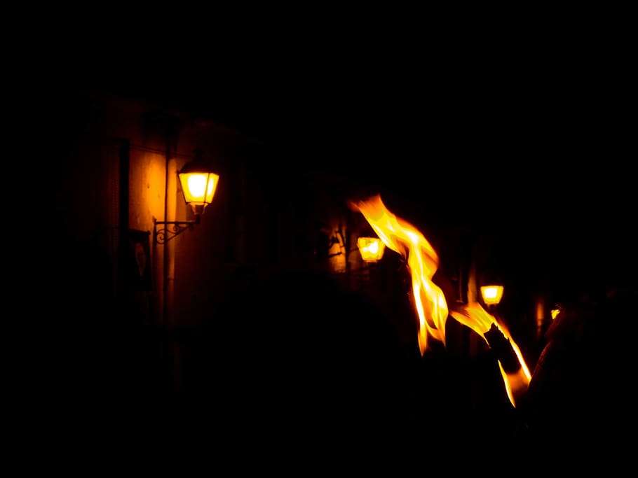 fire, red, burn, lights, yellow, orange, street, burning, heat - temperature HD wallpaper
