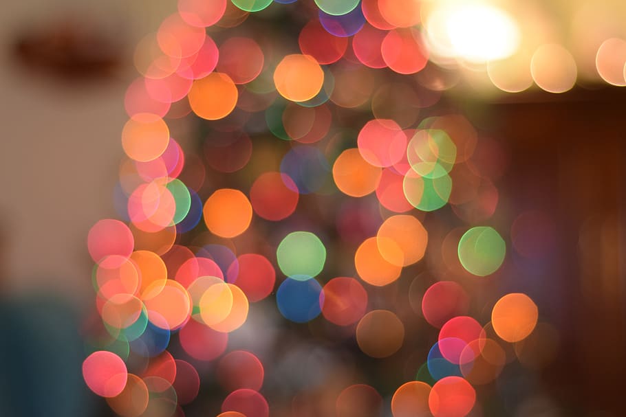 Defocused Image of Illuminated Christmas Tree, art, ball, blur HD wallpaper