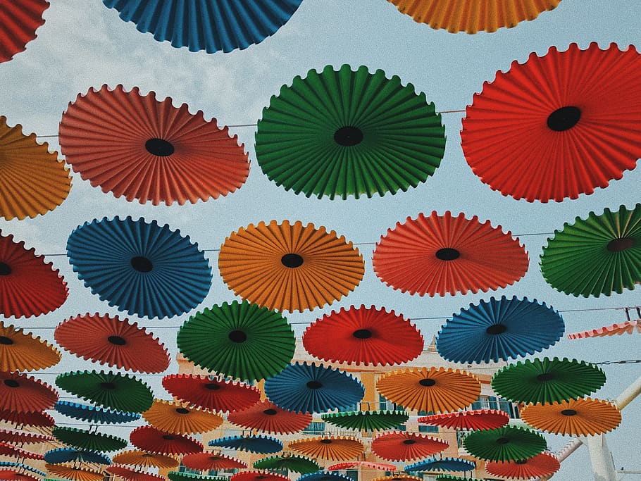 assorted-color umbrellas during daytime, backgrounds, full frame HD wallpaper