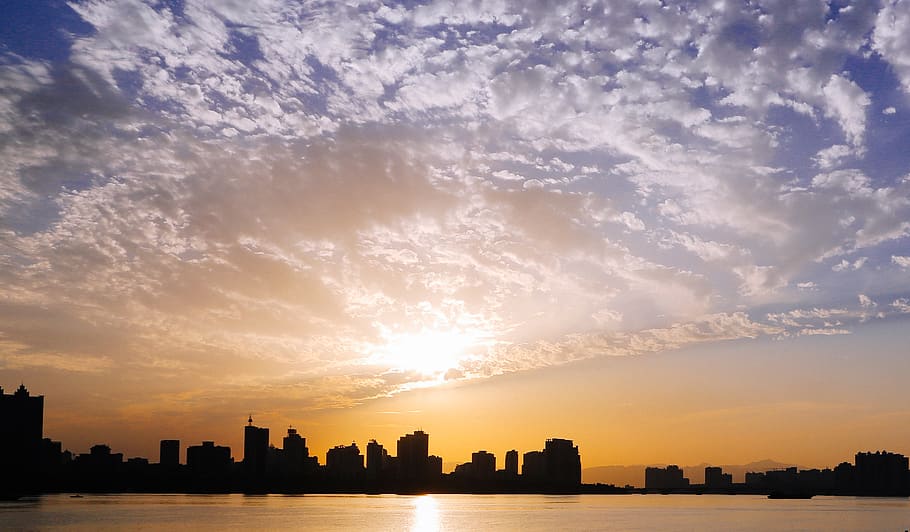 china, qingyuan, sky, sunset, architecture, building exterior HD wallpaper