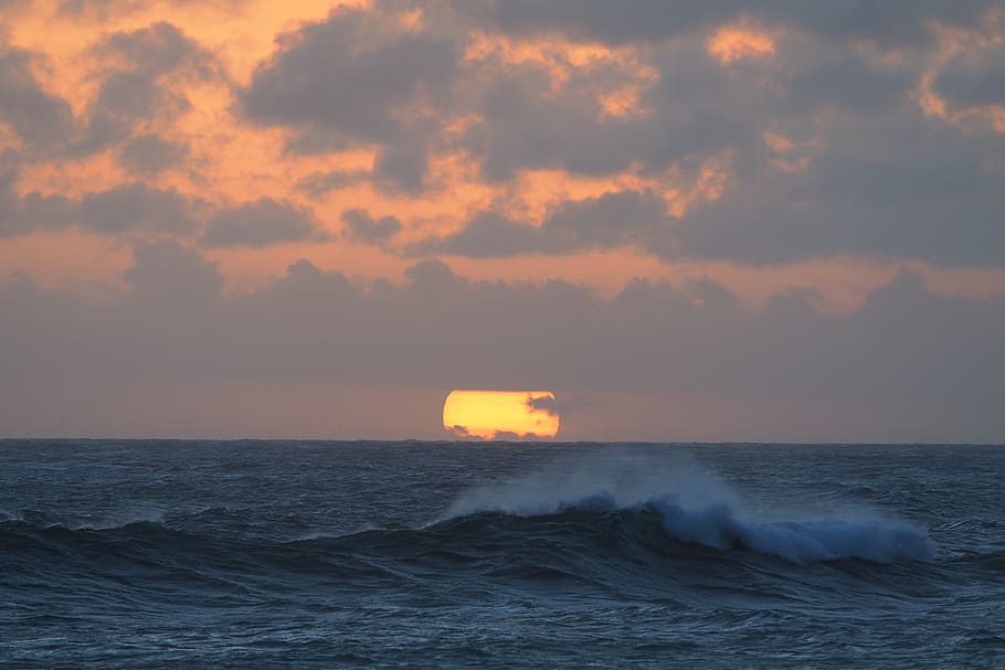 sunset, sea, wave, clouds, south africa, the indian ocean, sky HD wallpaper