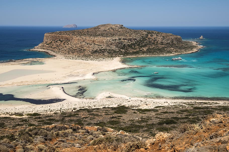 greece, balos beach, crete, chania, mediterranean, sea, shore, HD wallpaper