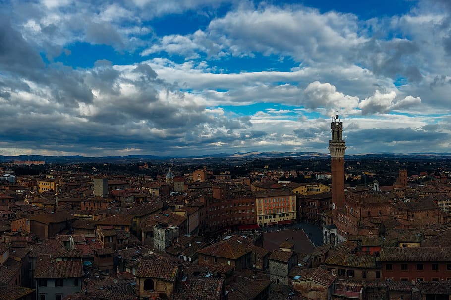italy, siena, clouds, town, urban, view, architecture, building exterior HD wallpaper