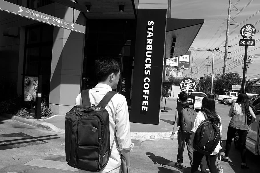 coffee, starbuck, architecture, real people, built structure HD wallpaper