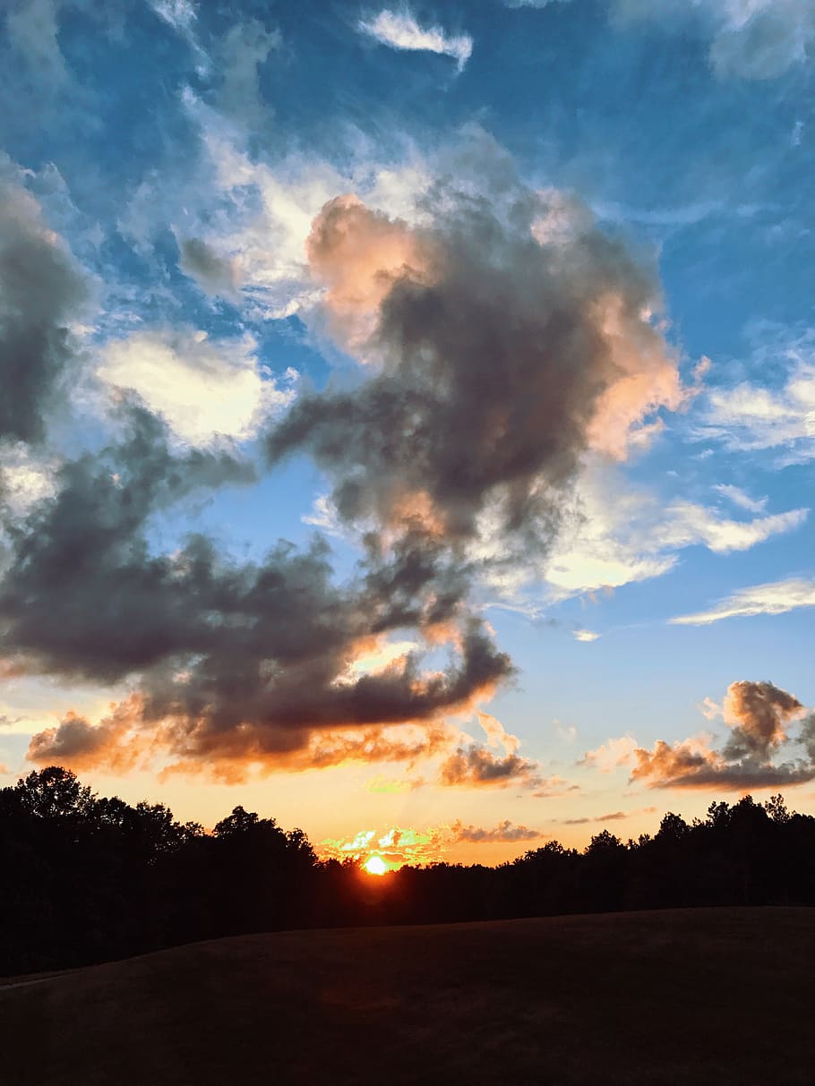 sunset, sky, clouds, golf, sunrise, warm, cloud - sky, tranquility HD wallpaper