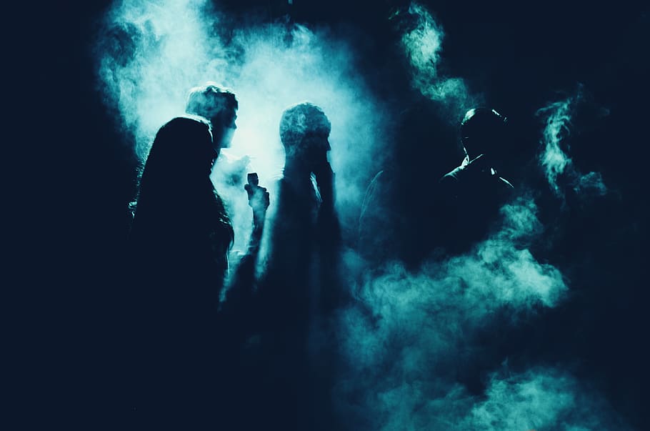People on Smoke Screen, backlit, creepy, dark, eerie, halloween HD wallpaper