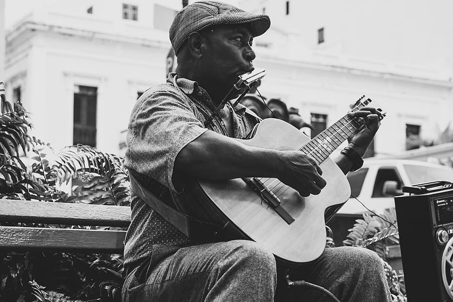 man playing guiater, music, musical instrument, one person, real people HD wallpaper