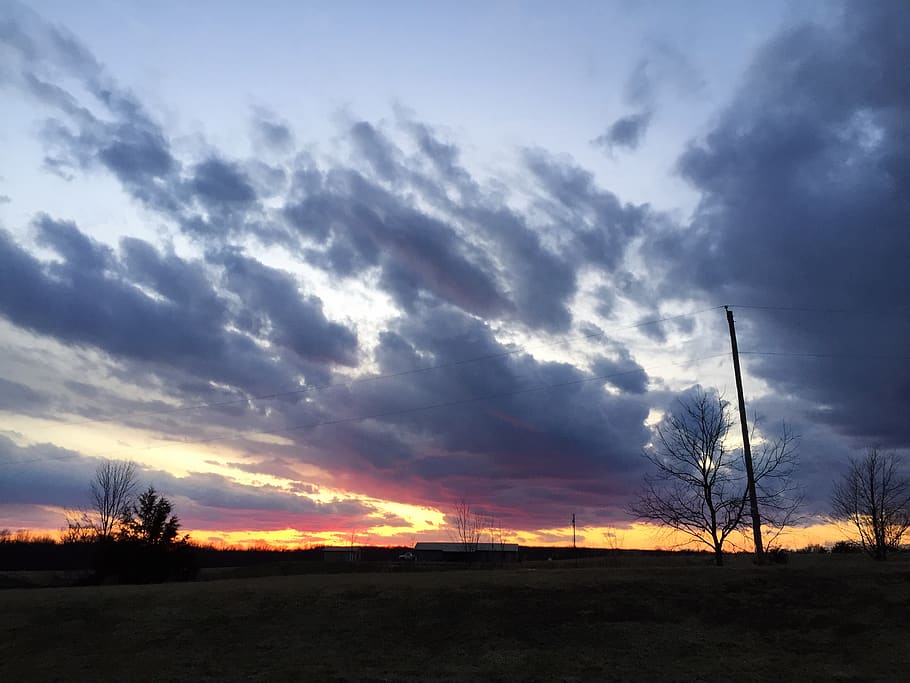 nature, outdoors, sky, sunset, sunlight, dawn, dusk, red sky HD wallpaper