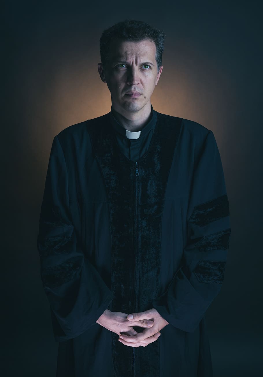 priest, colar, pensive, angry, dramatic, one person, front view HD wallpaper