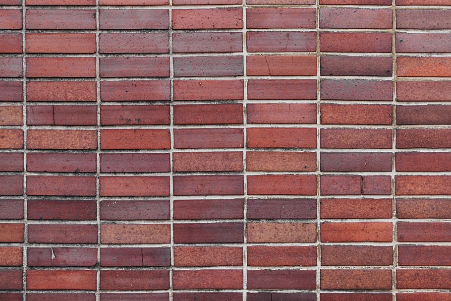 red brick wall, full frame, backgrounds, pattern, wall - building feature HD wallpaper