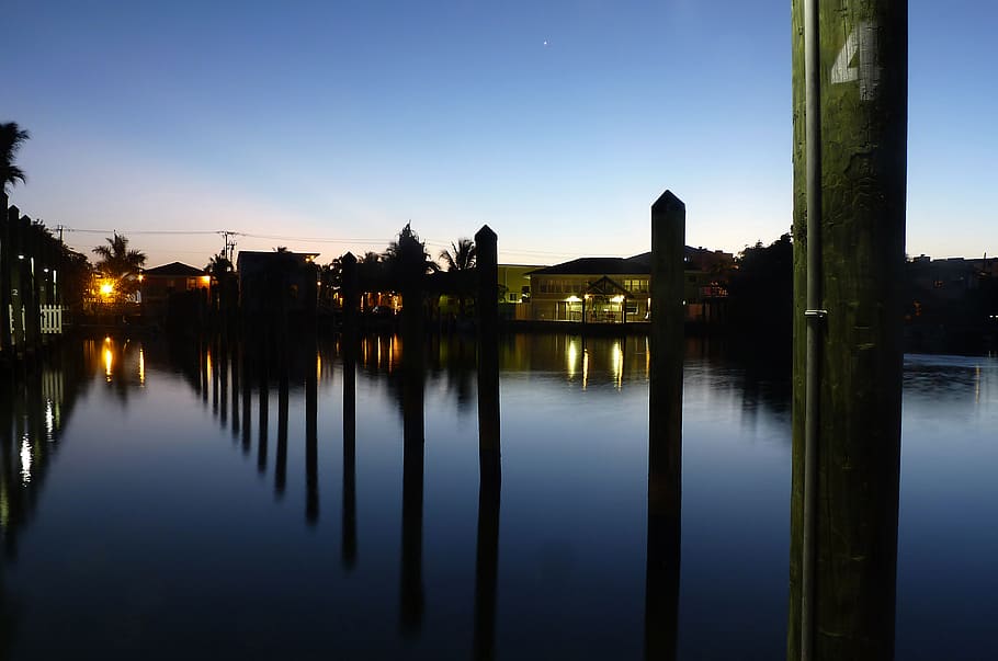 twilight, florida, sky, water, usa, night, atmosphere, channel HD wallpaper