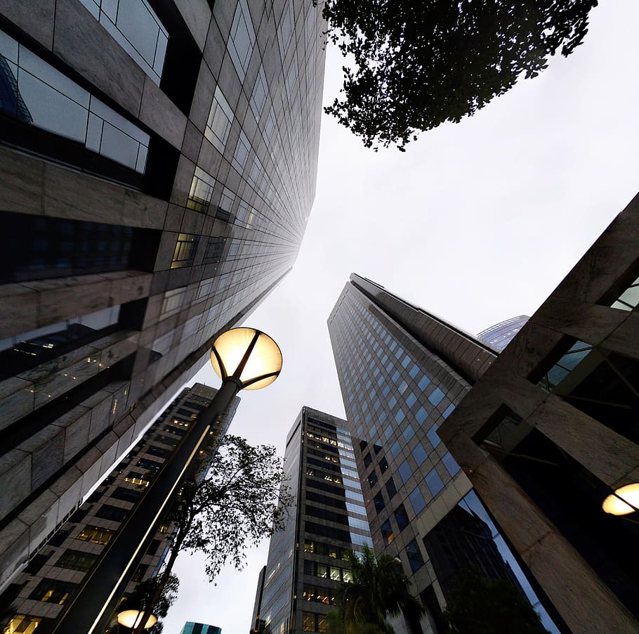 lighted post light, building, skyscraper, city, urban, brazil HD wallpaper