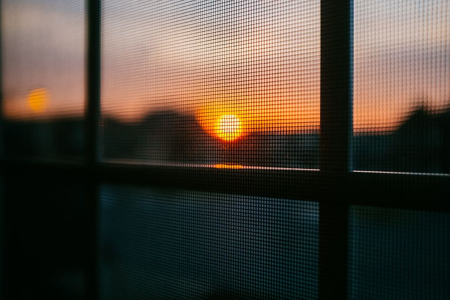 sunset, dusk, screen, window, architecture, sky, orange color HD wallpaper