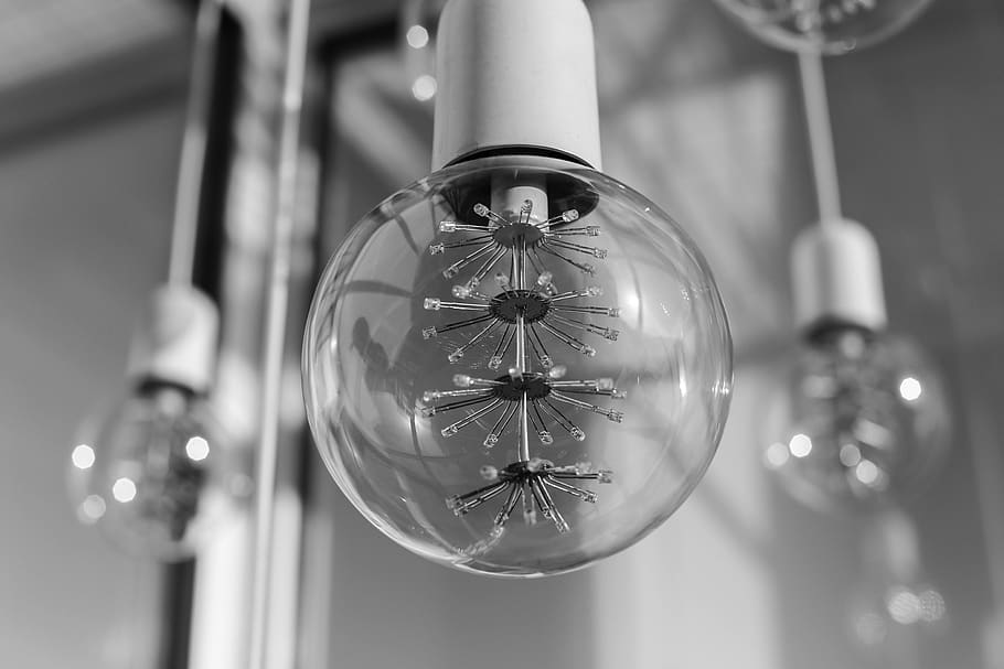 light, bulb, lightbulb, blackwhite, classic, simple, classy HD wallpaper