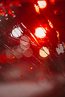 rain on the window, background, red light, blur, close-up, no people HD wallpaper