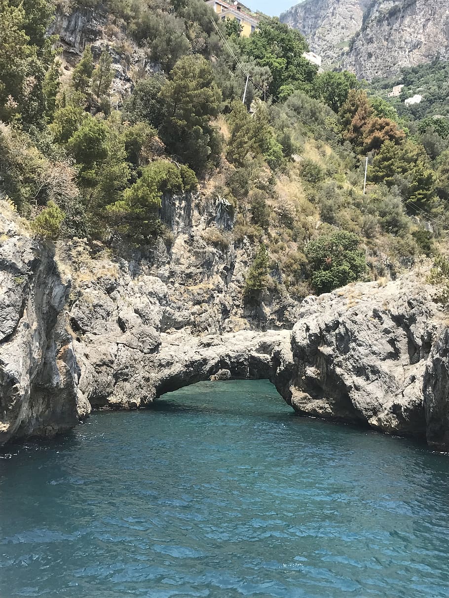 italy, positano, mounains, rocks, sea, boat tour, vacation