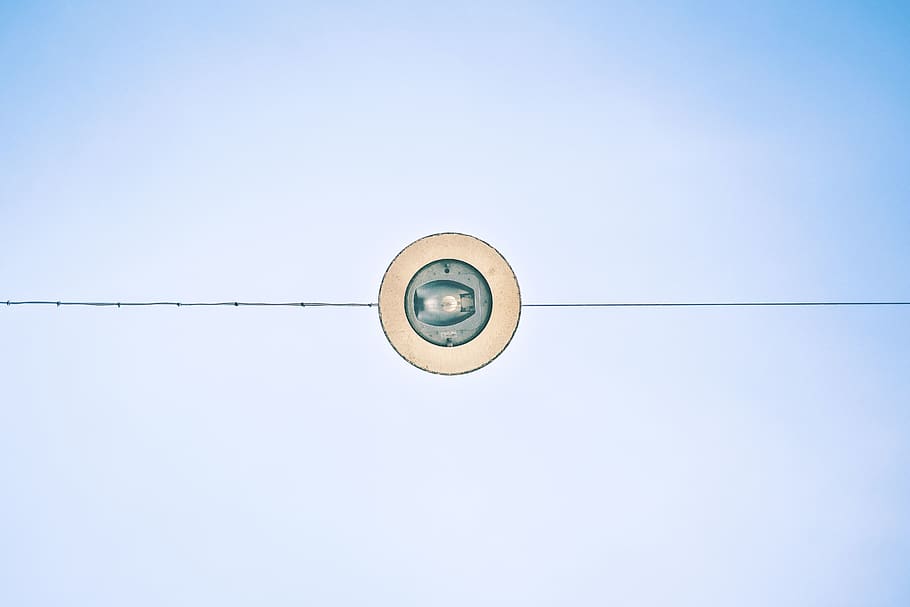 blue, sky, line, wire, clear sky, copy space, no people, low angle view HD wallpaper
