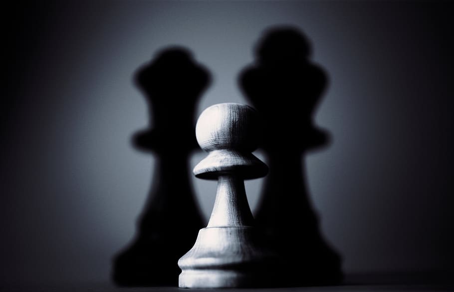 Pawn Chess Piece, black-and-white, dark, light, shadow, strategy