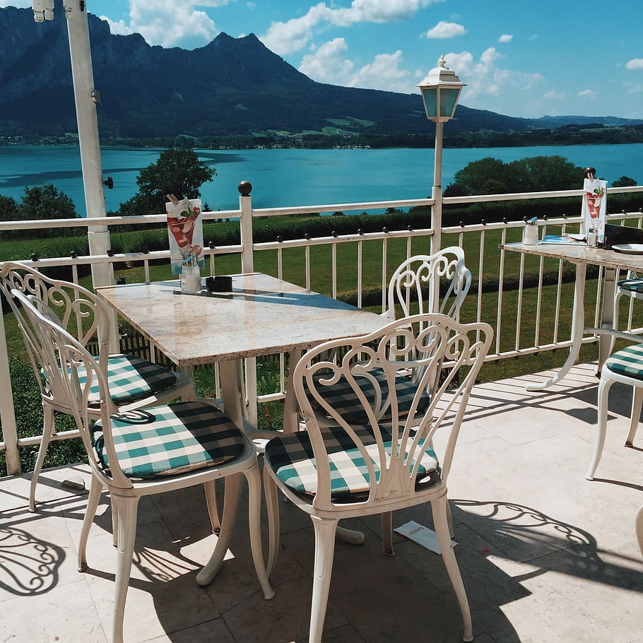 place, restaurant, cute, view, nature, mountain, lake, tree HD wallpaper