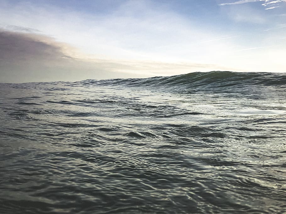 sea water under blue clouds, outdoors, ocean, nature, wrightsville beach HD wallpaper