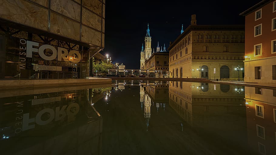 city, architecture, night, reflection, modern, structure, old HD wallpaper