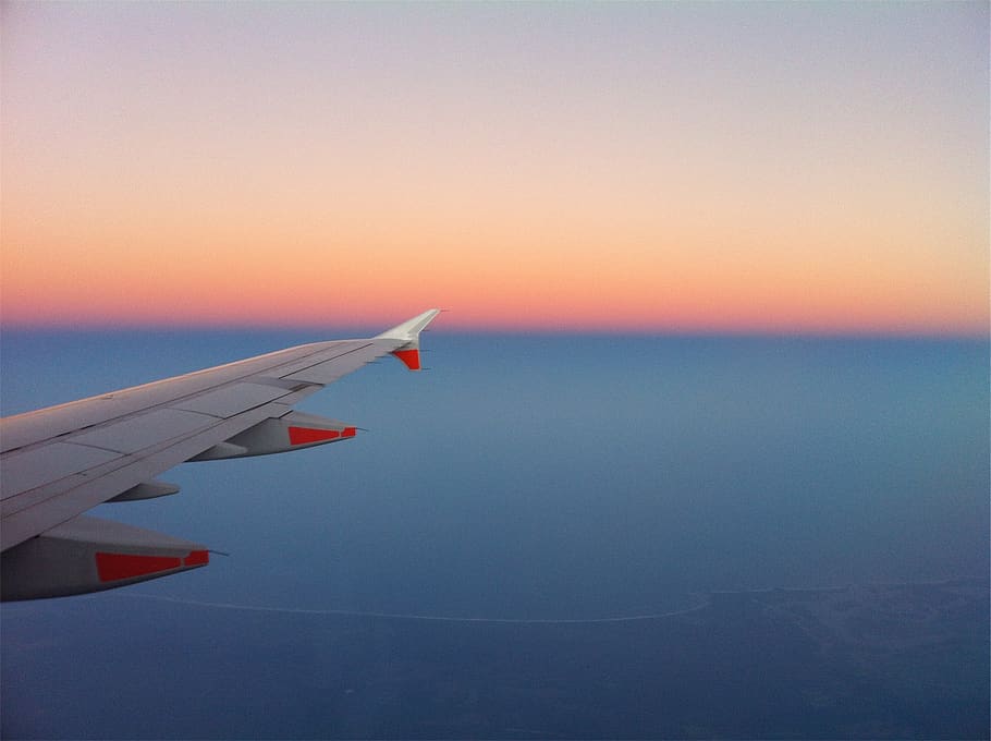 airplane, wing, flight, flying, travel, transportation, sky HD wallpaper