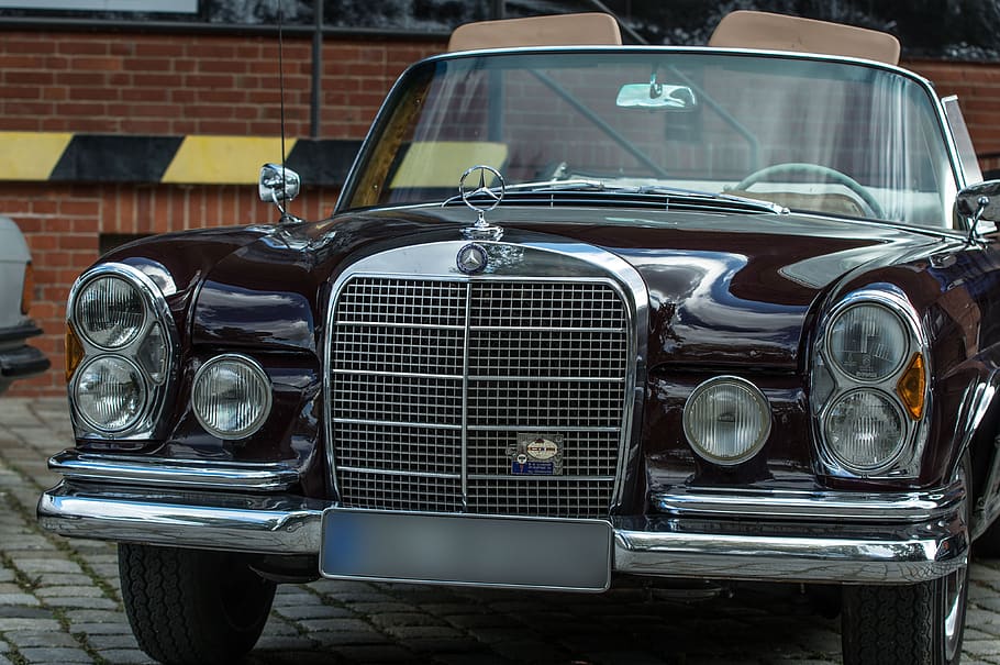 auto, mercedes, oldtimer, cabriolet, chrome, spotlight, grille HD wallpaper