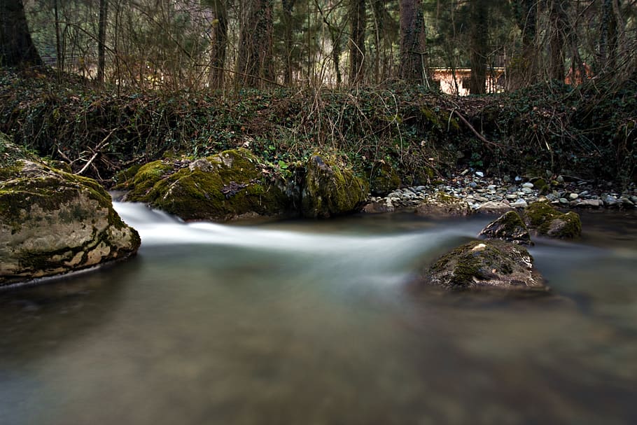 long exposure, water, river, bach, waterfall, landscape, nature, HD wallpaper