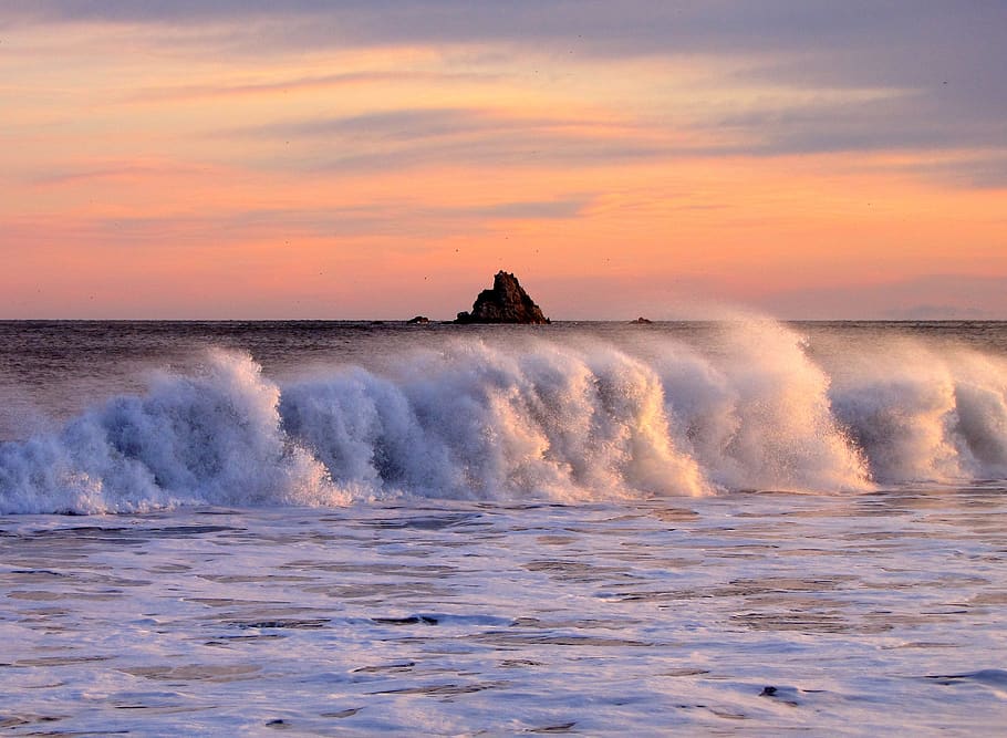 sunset, dawn, sunrise, twilight, morning, evening, the pacific ocean HD wallpaper