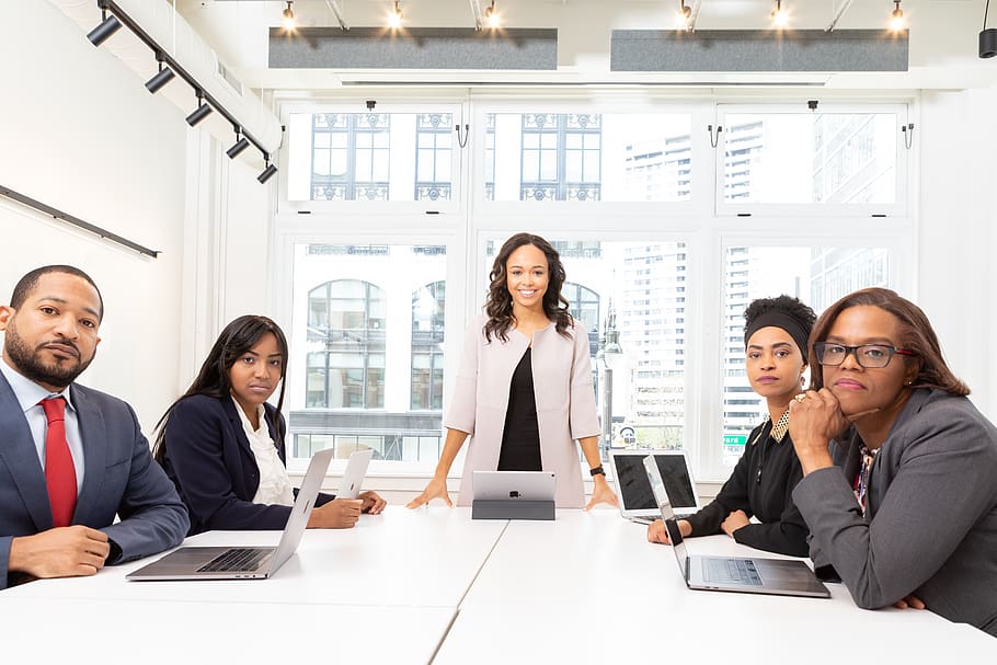 People In A Meeting, cooperation, indoors, laptops, man, planning HD wallpaper