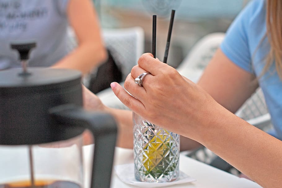 dinner, hand, ring, drink, table, alcohol, woman, cocktail HD wallpaper