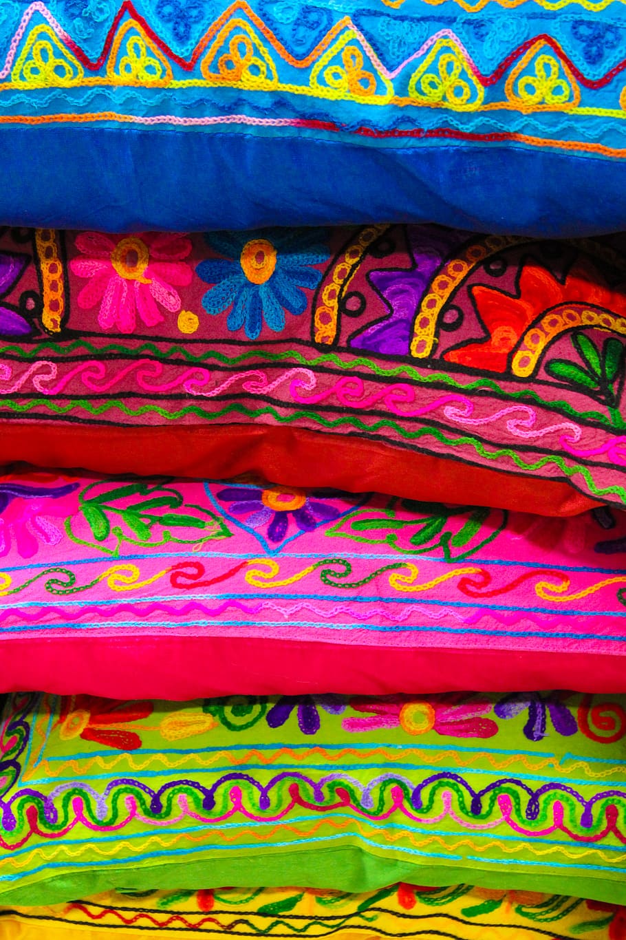 stack of multicolored pillows, clothing, apparel, quilt, pattern HD wallpaper