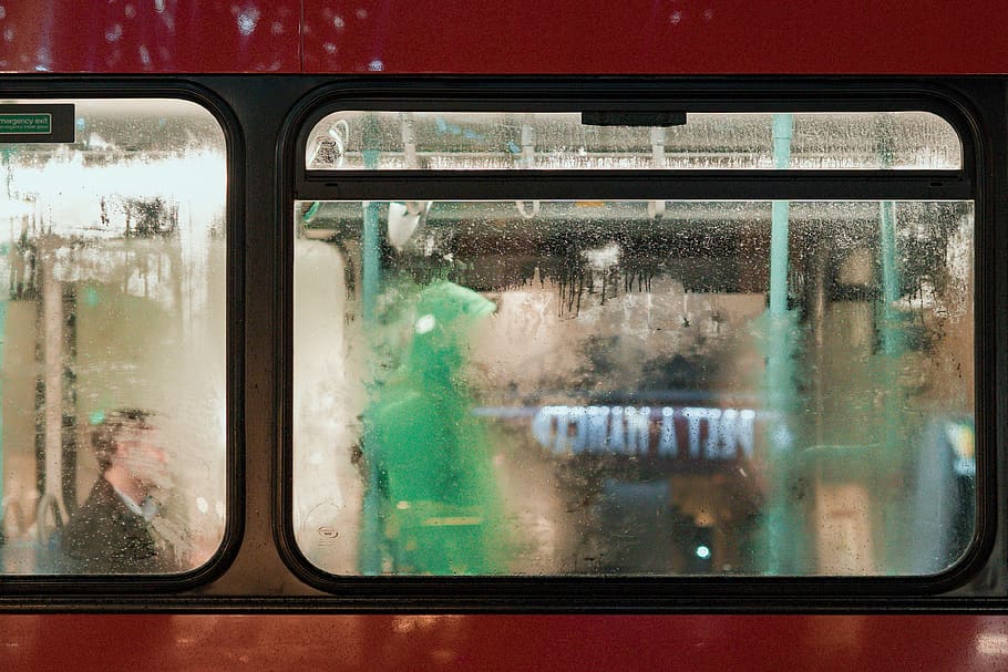 red and black train, human, person, vehicle, transportation, bus